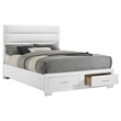 Pemberly Row Channel Tufted Queen Storage Bed in White High Gloss