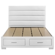Pemberly Row Channel Tufted Queen Storage Bed in White High Gloss