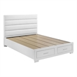 Pemberly Row Channel Tufted Queen Storage Bed in White High Gloss