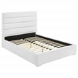 Pemberly Row 53 Inch Upholstered Full Platform Bed in White Faux Leather