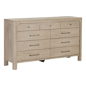 Pemberly Row 9-drawer Wood Bedroom Dresser Cabinet in Weathered Mango Brown