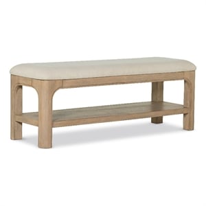 Pemberly Row 49&quot Wood Bedroom Bed End Bench in Weathered Mango Brown/Beige