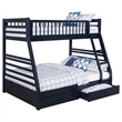 Pemberly Row 2-Drawer Wood Twin over Full Bunk Bed in Navy Blue