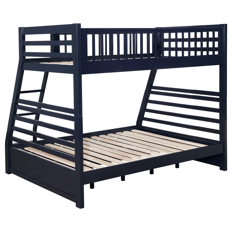 Pemberly Row 2-Drawer Wood Twin over Full Bunk Bed in Navy Blue
