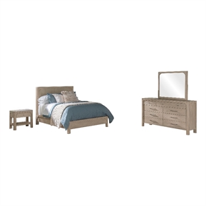 Pemberly Row 5-Piece Wood California King Canopy Bedroom Set in Mango Brown