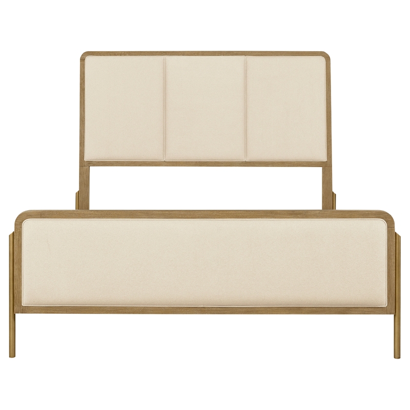Pemberly Row 56-inch Queen Upholstered Panel Bed in Cream and Sand Wash
