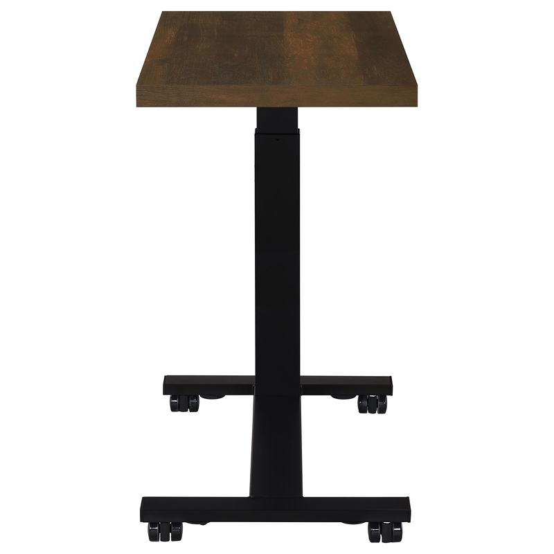 Pemberly Row Height Adjustable Mobile Bedroom C-Table in Dark Pine