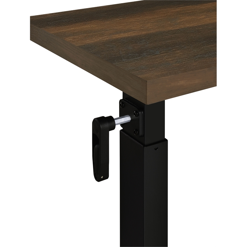Pemberly Row Height Adjustable Mobile Bedroom C-Table in Dark Pine