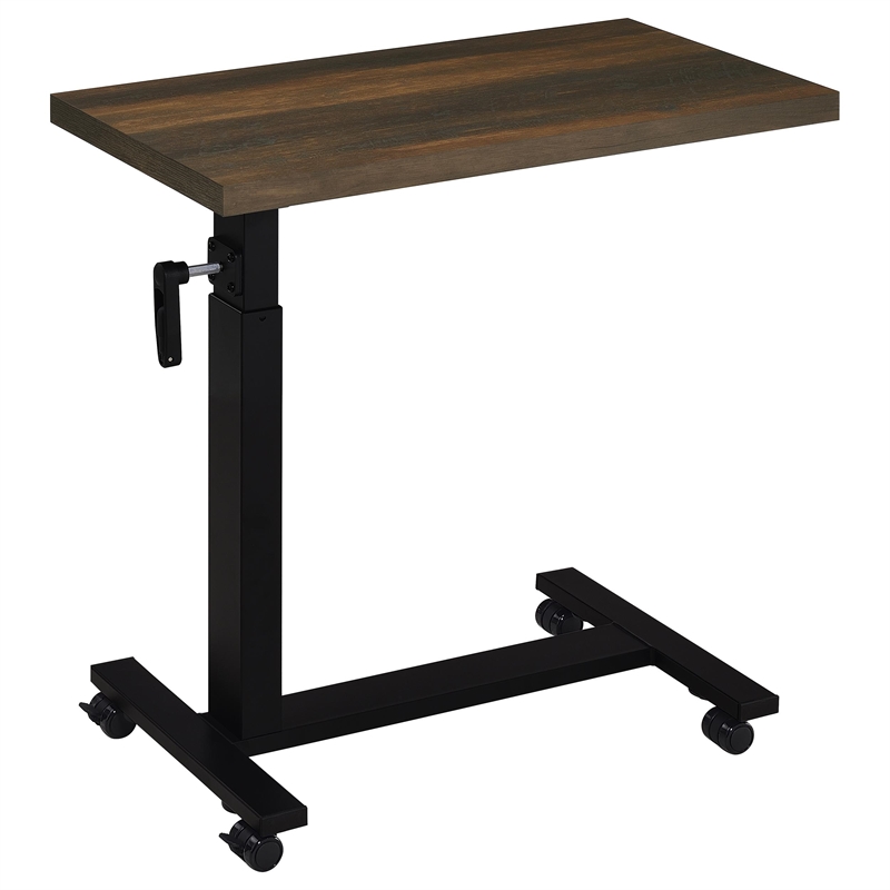 Pemberly Row Height Adjustable Mobile Bedroom C-Table in Dark Pine
