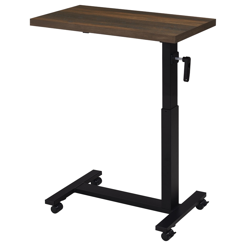 Pemberly Row Height Adjustable Mobile Bedroom C-Table in Dark Pine