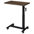 Pemberly Row Height Adjustable Mobile Bedroom C-Table in Dark Pine