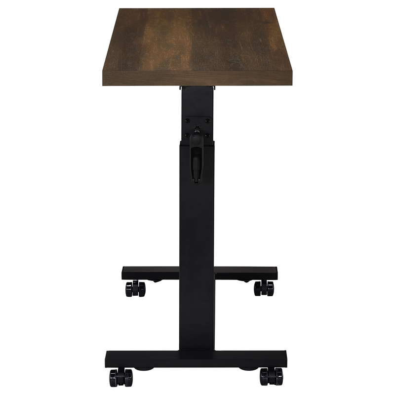Pemberly Row Height Adjustable Mobile Bedroom C-Table in Dark Pine