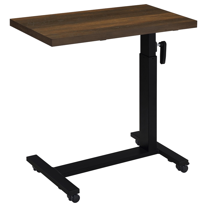 Pemberly Row Height Adjustable Mobile Bedroom C-Table in Dark Pine