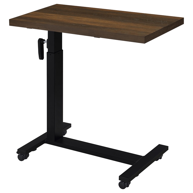 Pemberly Row Height Adjustable Mobile Bedroom C-Table in Dark Pine