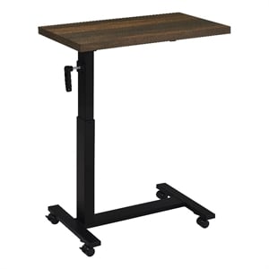 Pemberly Row Height Adjustable Mobile Bedroom C-Table in Dark Pine