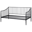 Pemberly Row Metal Twin Daybed Frame with Slatted Platform in Matte Black