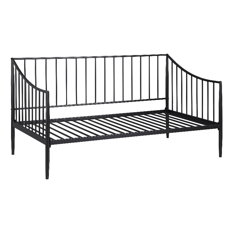 Pemberly Row Metal Twin Daybed Frame with Slatted Platform in Matte Black
