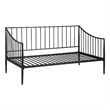 Pemberly Row Metal Twin Daybed Frame with Slatted Platform in Matte Black