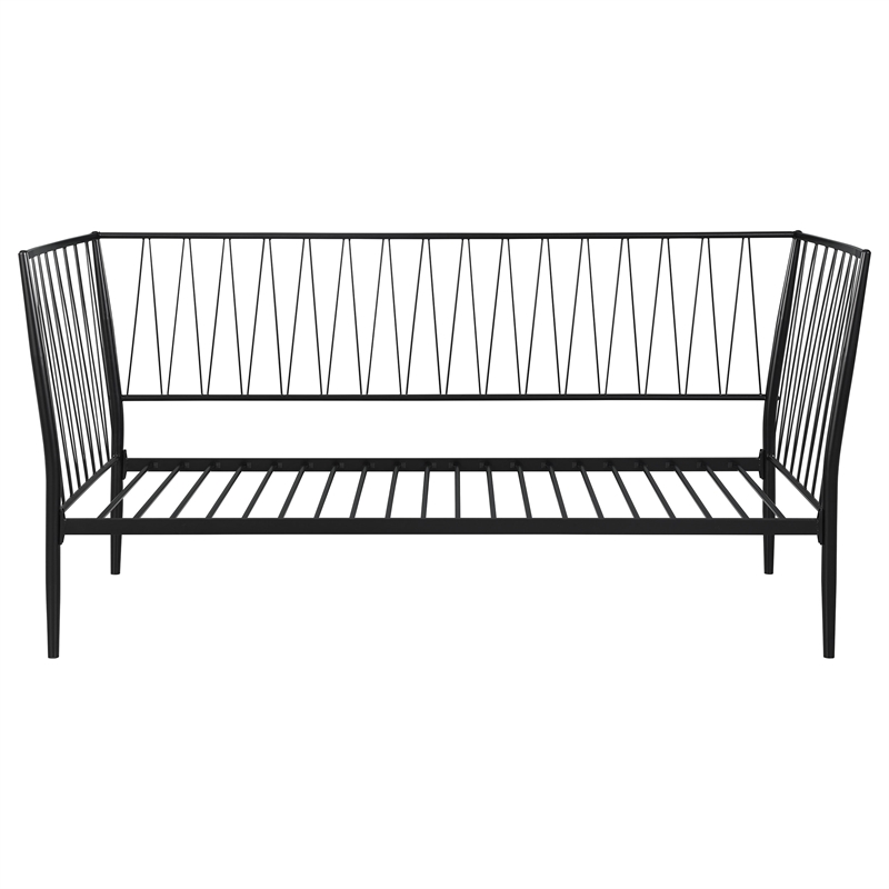 Pemberly Row Transitional Metal Twin Daybed Frame in Matte Black