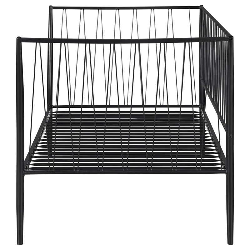 Pemberly Row Transitional Metal Twin Daybed Frame in Matte Black