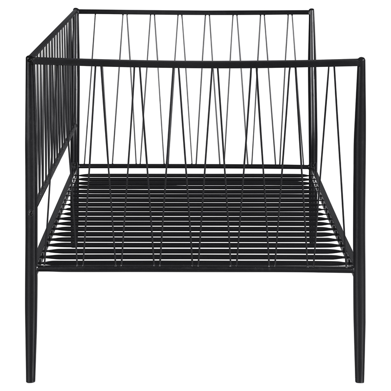 Pemberly Row Transitional Metal Twin Daybed Frame in Matte Black