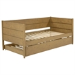 Pemberly Row Transitional Wood Twin Panel Daybed with Trundle in Natural