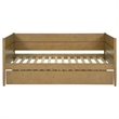 Pemberly Row Transitional Wood Twin Panel Daybed with Trundle in Natural