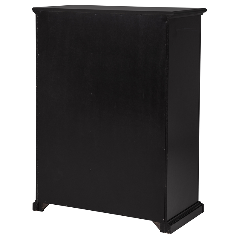 Pemberly Row 6-Drawer Bedroom Chest of Drawers with Round Knobs in Black