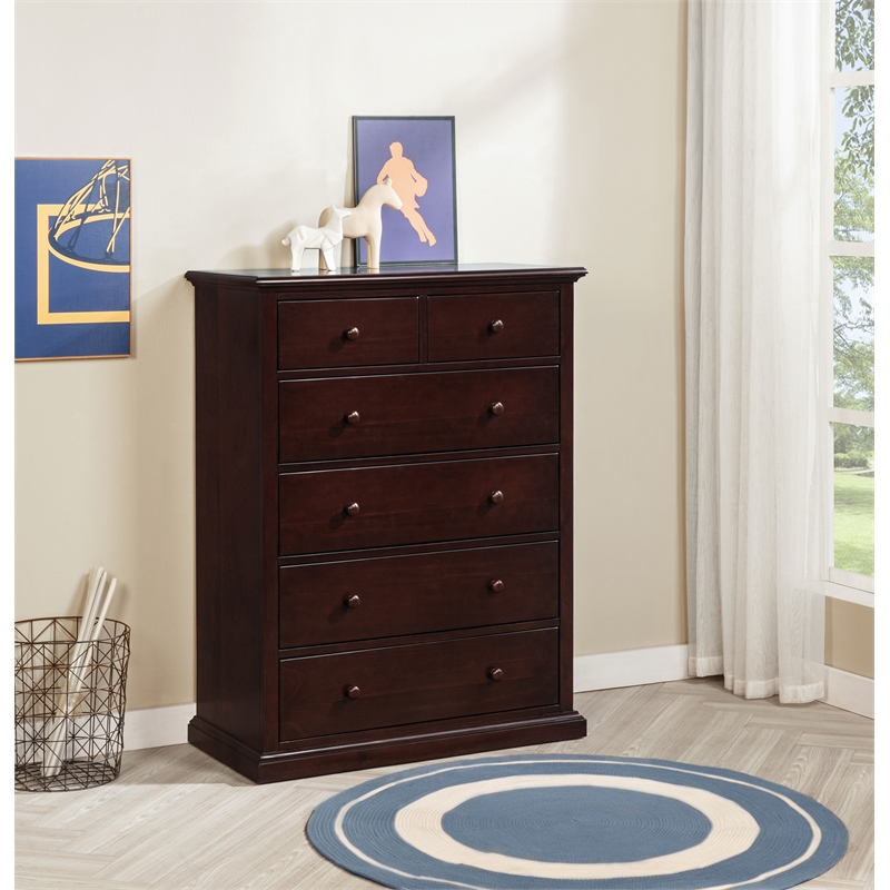 Pemberly Row 6-Drawer Bedroom Chest of Drawers in Cappuccino
