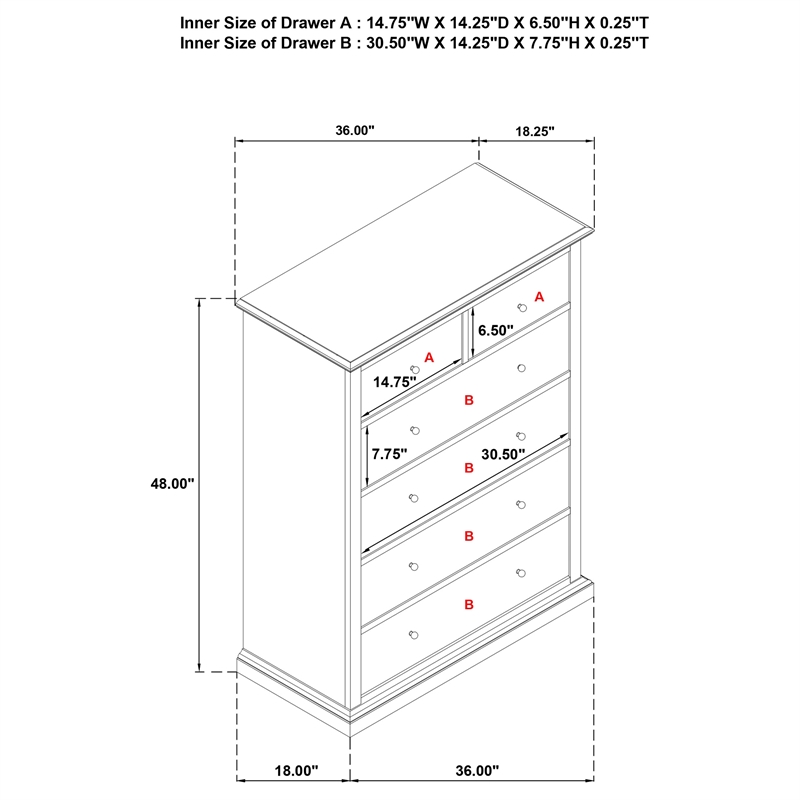 Pemberly Row 6-Drawer Bedroom Chest of Drawers in Cappuccino