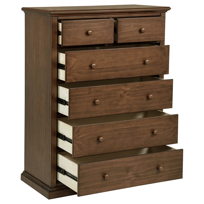 Pemberly Row 6-Drawer Bedroom Chest of Drawers in Medium Brown
