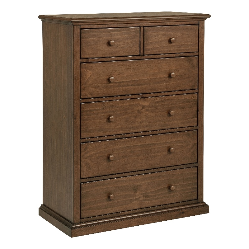 Pemberly Row 6-Drawer Bedroom Chest of Drawers in Medium Brown