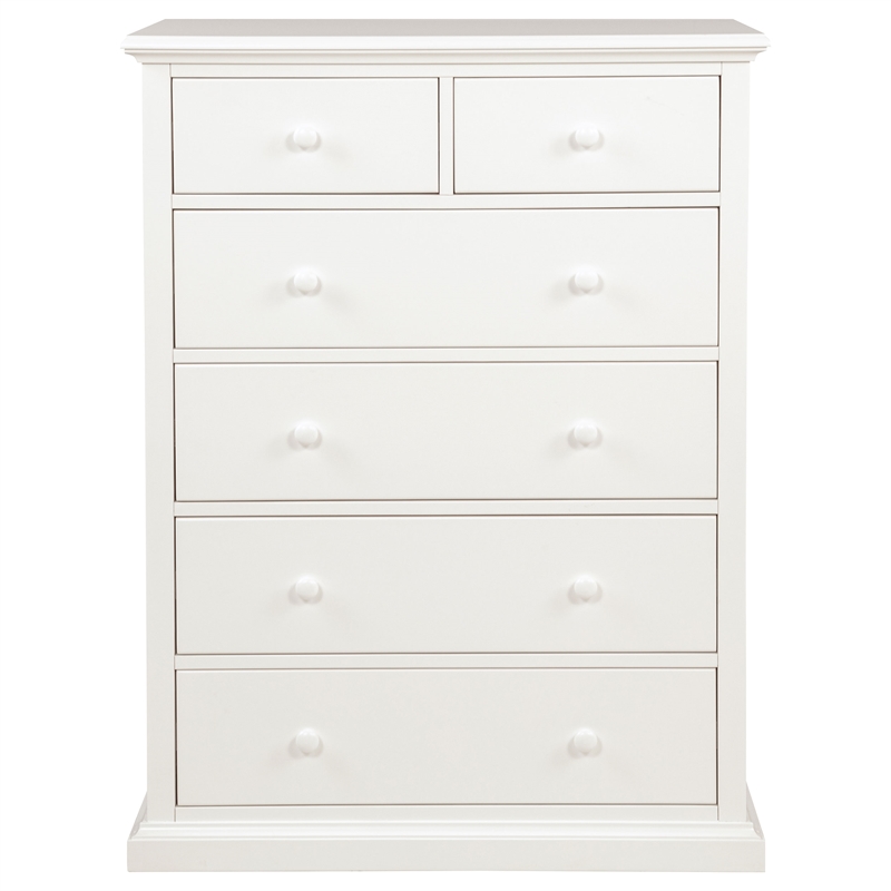 Pemberly Row 6-Drawer Bedroom Chest of Drawers with Round Knobs in White