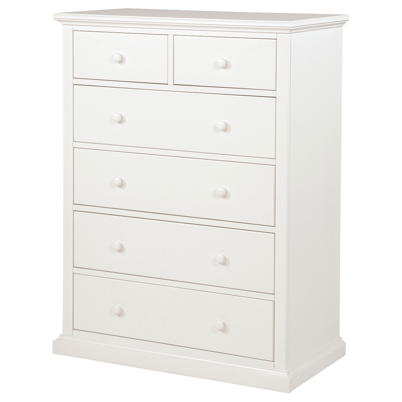 Pemberly Row 6-Drawer Bedroom Chest of Drawers with Round Knobs in White