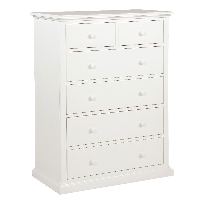 Pemberly Row 6-Drawer Bedroom Chest of Drawers with Round Knobs in White