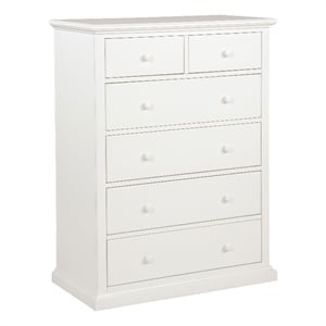 Pemberly Row 6-Drawer Bedroom Chest of Drawers with Round Knobs in White
