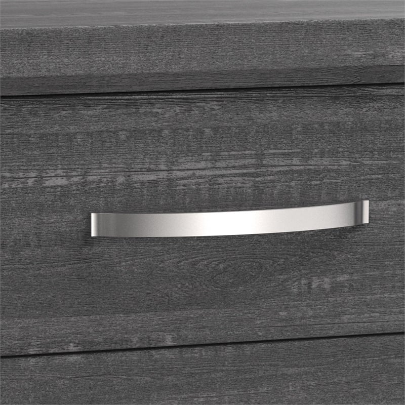 Pemberly Row Bedside Nightstand with 2 Drawers and Chrome Bar Handles