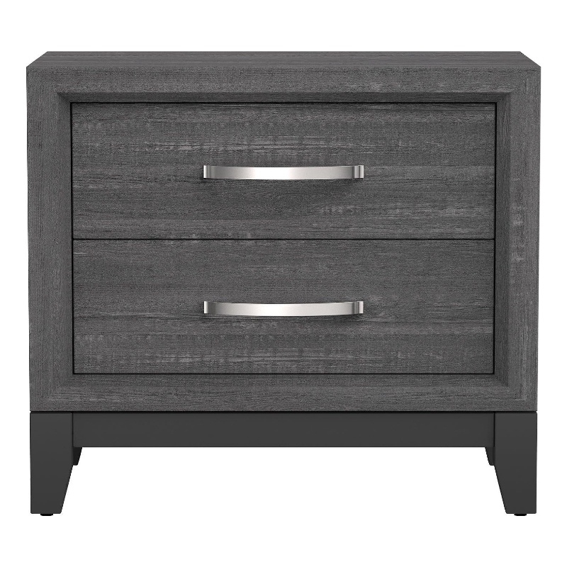 Pemberly Row Bedside Nightstand with 2 Drawers and Chrome Bar Handles