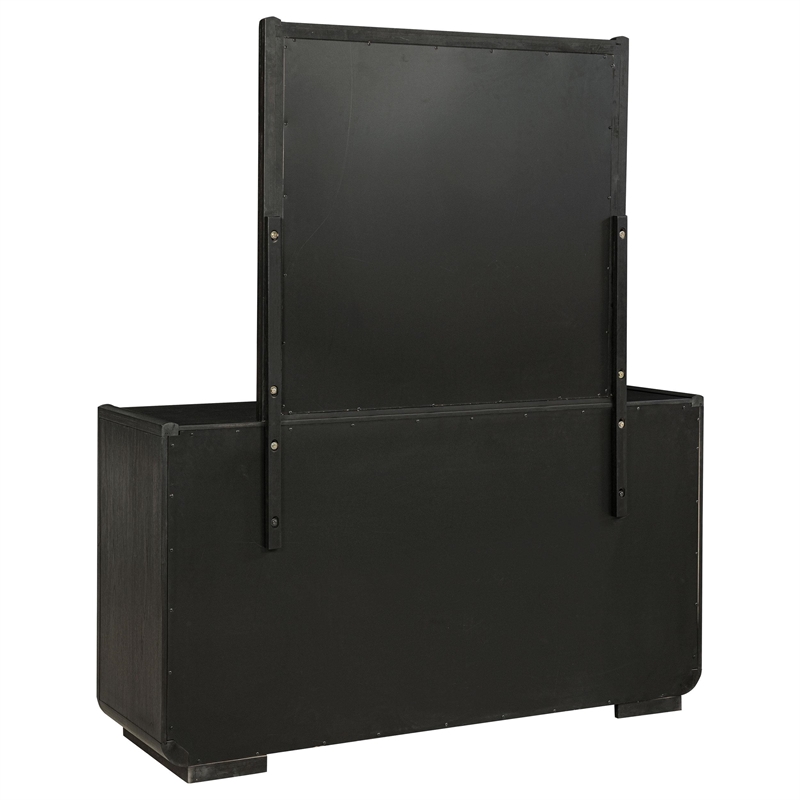 Pemberly Row 8-Drawer Wood Bedroom Dresser with Mirror in Burnished Black