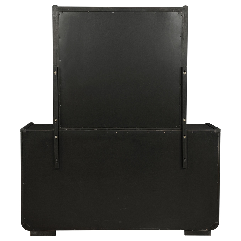 Pemberly Row 8-Drawer Wood Bedroom Dresser with Mirror in Burnished Black