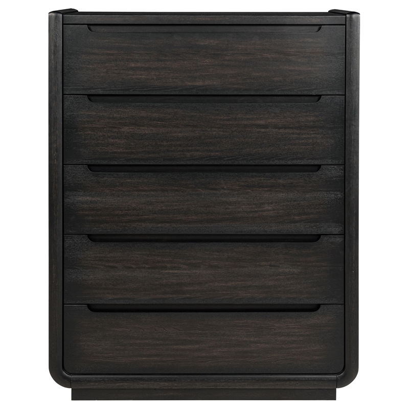 Pemberly Row 5-Drawer Contemporary Wood Bedroom Chest in Burnished Black