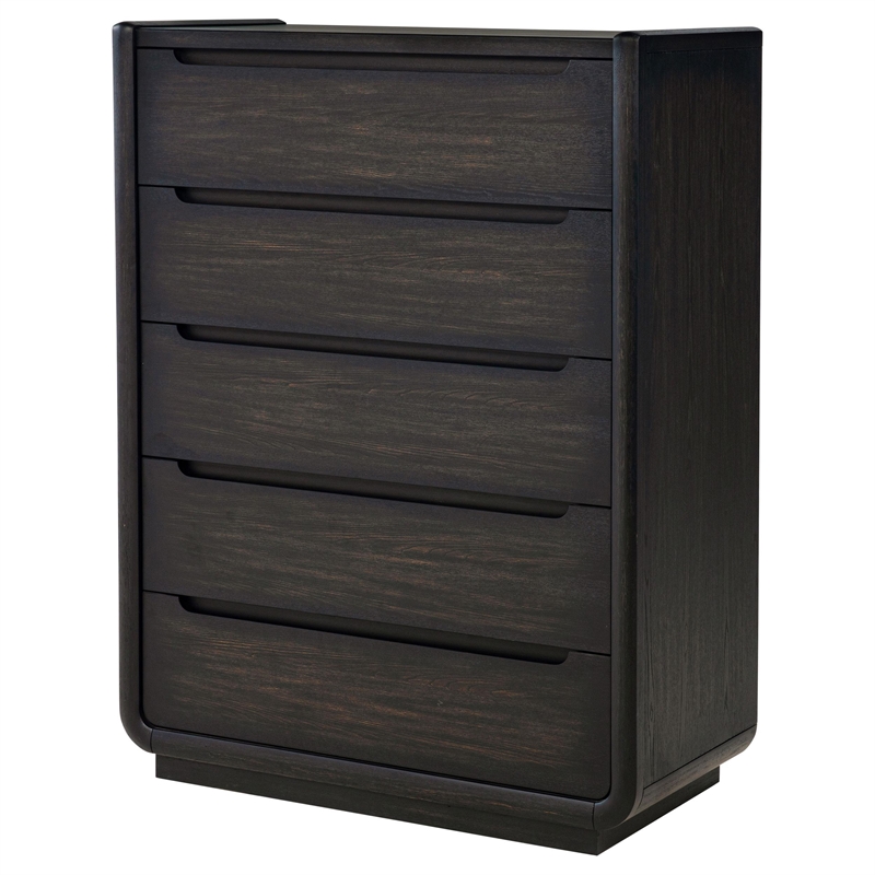 Pemberly Row 5-Drawer Contemporary Wood Bedroom Chest in Burnished Black