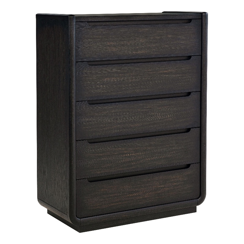 Pemberly Row 5-Drawer Contemporary Wood Bedroom Chest in Burnished Black