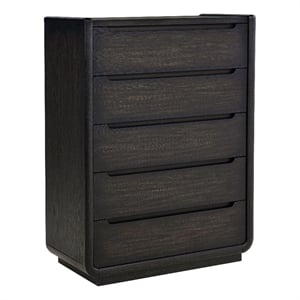 Pemberly Row 5-Drawer Contemporary Wood Bedroom Chest in Burnished Black