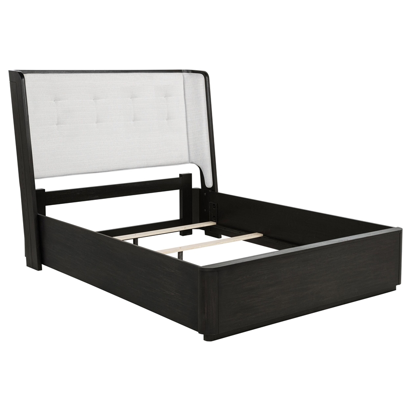 Pemberly Row 5-Piece Wood Queen Bedroom Set in Burnished Black