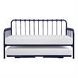 Pemberly Row Mission Style Daybed with Lift-Up Trundle in Navy Blue Metal