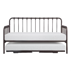 Pemberly Row Mission Style Daybed with Lift-Up Trundle in Dark Bronze Metal