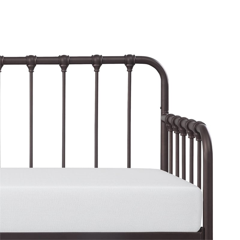 Pemberly Row Mission Style Daybed with Lift-Up Trundle in Dark Bronze Metal