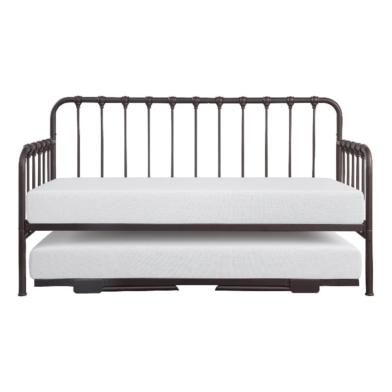 Pemberly Row Mission Style Daybed with Lift-Up Trundle in Dark Bronze Metal