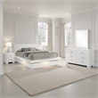 Pemberly Row 4-Piece Queen LED Bedroom Set in Snow White Wood